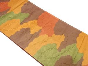 ふくれ織　雲取り模様織り出し袋帯